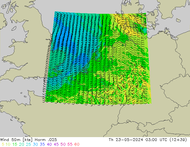 Wind 50m Harm .025 Th 23.05.2024 03 UTC