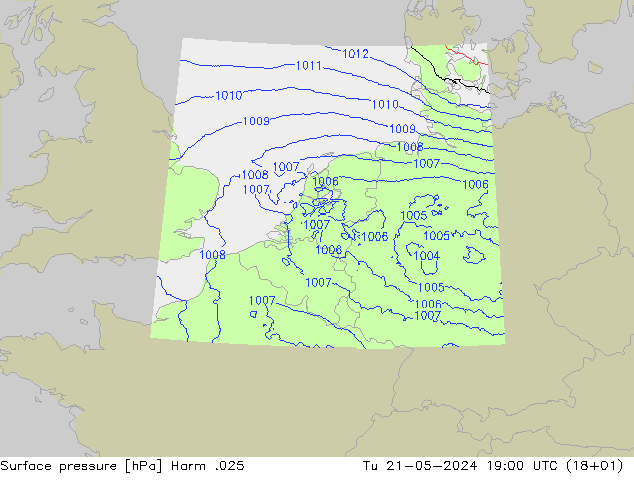 Surface pressure Harm .025 Tu 21.05.2024 19 UTC