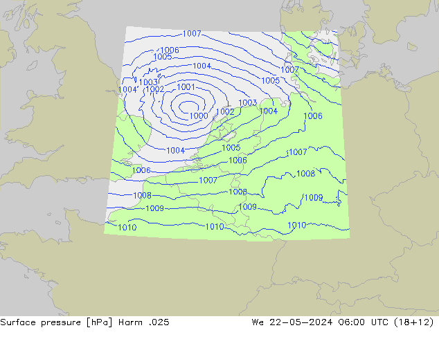 приземное давление Harm .025 ср 22.05.2024 06 UTC