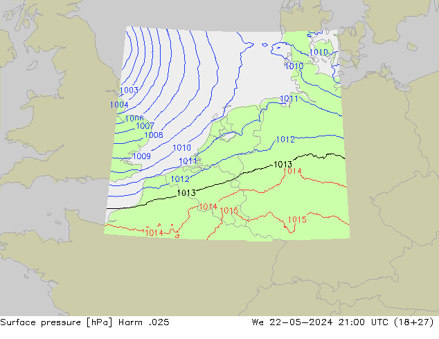 Atmosférický tlak Harm .025 St 22.05.2024 21 UTC
