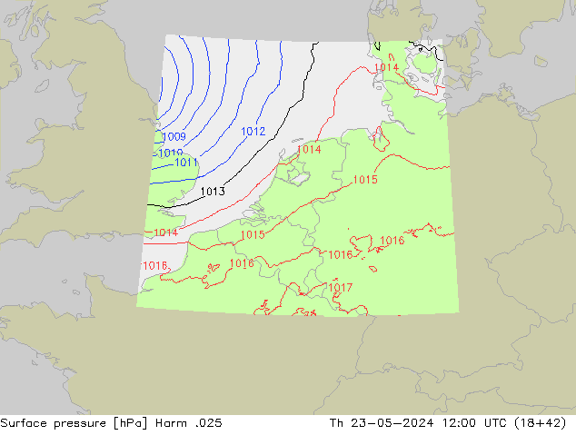 Surface pressure Harm .025 Th 23.05.2024 12 UTC