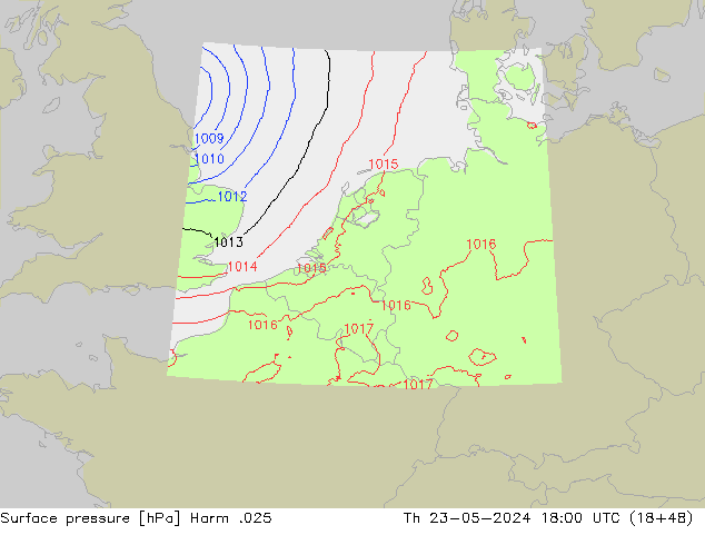 приземное давление Harm .025 чт 23.05.2024 18 UTC