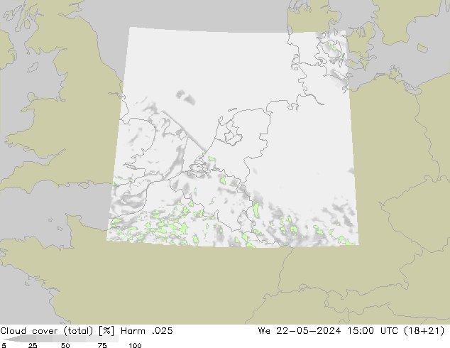 Wolken (gesamt) Harm .025 Mi 22.05.2024 15 UTC