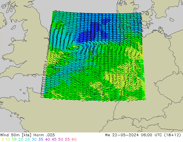 Wind 50 m Harm .025 wo 22.05.2024 06 UTC