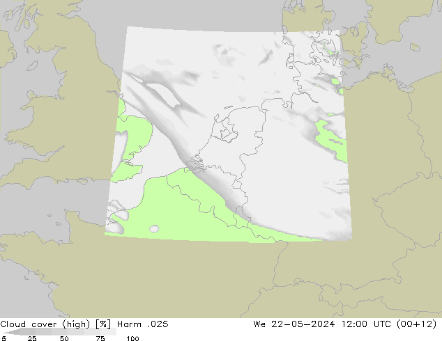 Cloud cover (high) Harm .025 We 22.05.2024 12 UTC