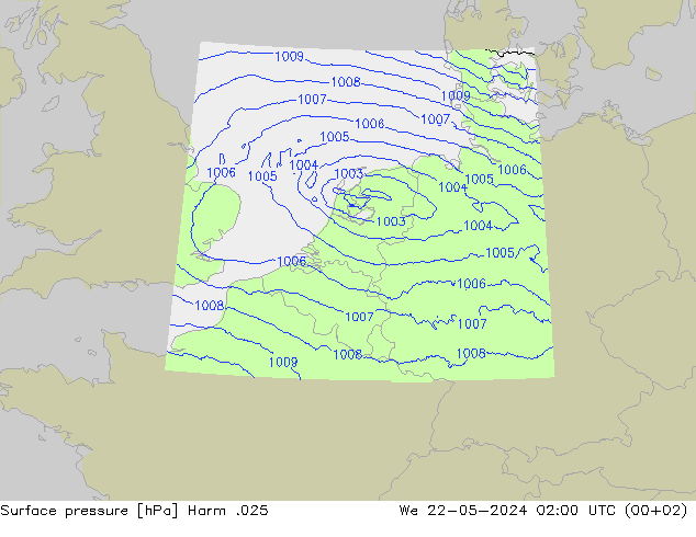 Surface pressure Harm .025 We 22.05.2024 02 UTC