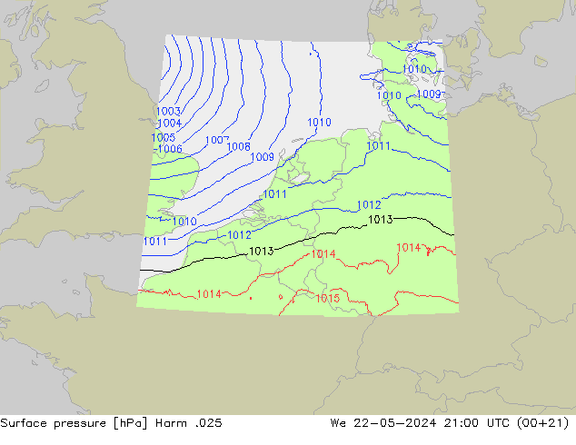 Atmosférický tlak Harm .025 St 22.05.2024 21 UTC