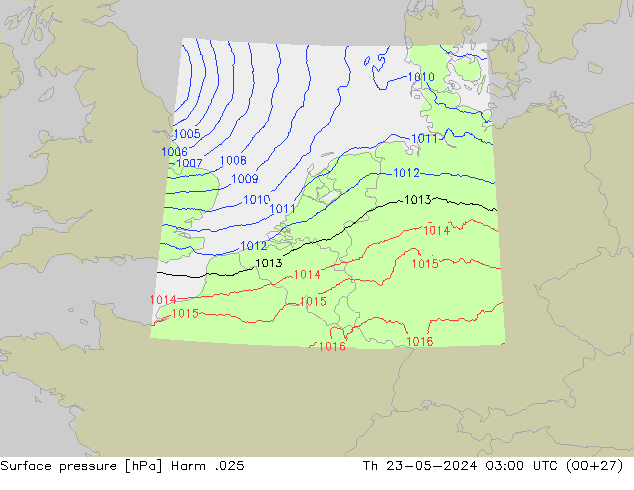 Pressione al suolo Harm .025 gio 23.05.2024 03 UTC