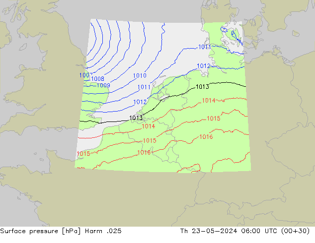 приземное давление Harm .025 чт 23.05.2024 06 UTC