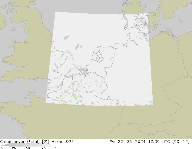 Wolken (gesamt) Harm .025 Mi 22.05.2024 12 UTC
