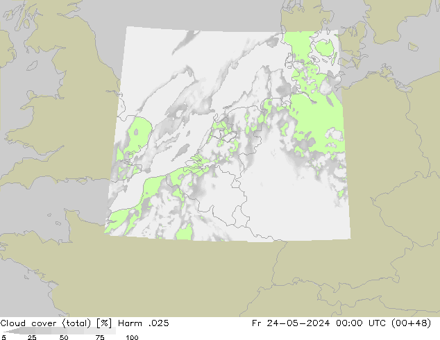 Wolken (gesamt) Harm .025 Fr 24.05.2024 00 UTC