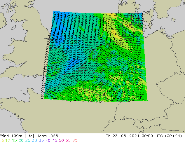 Wind 100m Harm .025 Th 23.05.2024 00 UTC