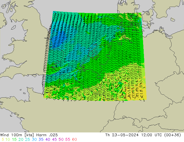 Wind 100m Harm .025 Do 23.05.2024 12 UTC