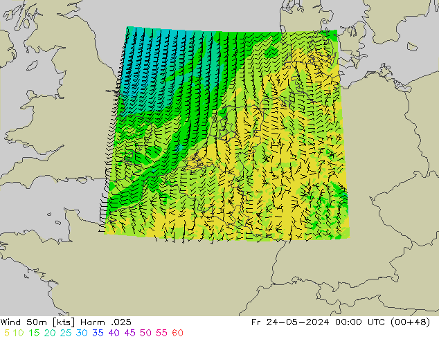 Wind 50m Harm .025 Fr 24.05.2024 00 UTC