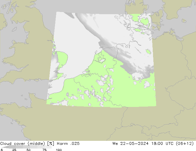 Cloud cover (middle) Harm .025 We 22.05.2024 18 UTC