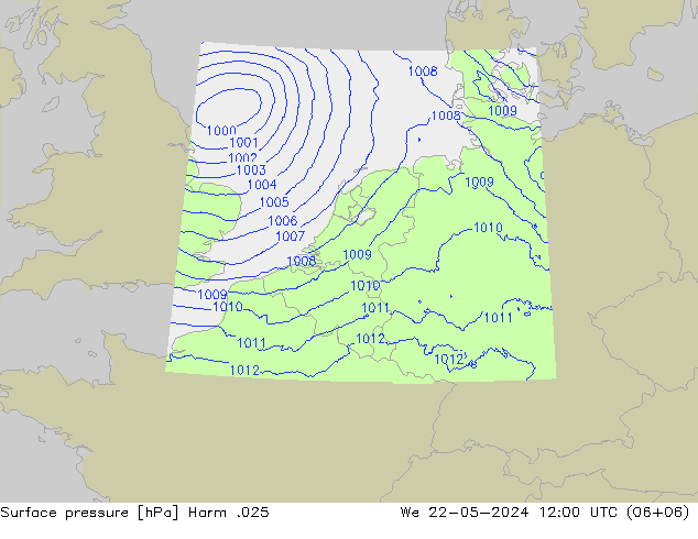 приземное давление Harm .025 ср 22.05.2024 12 UTC