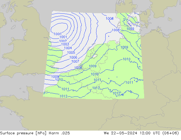 Presión superficial Harm .025 mié 22.05.2024 12 UTC