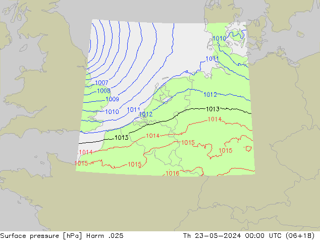 Surface pressure Harm .025 Th 23.05.2024 00 UTC