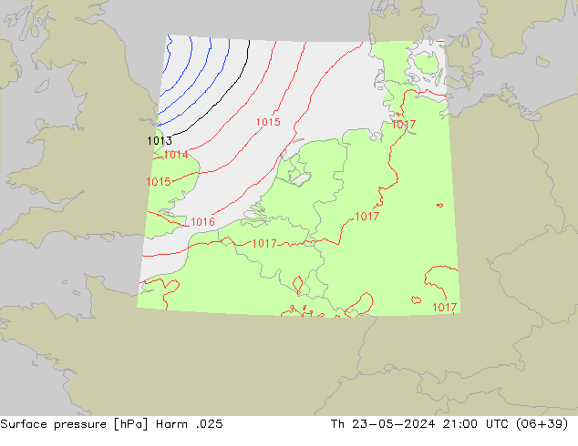 Atmosférický tlak Harm .025 Čt 23.05.2024 21 UTC