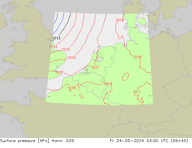 Atmosférický tlak Harm .025 Pá 24.05.2024 03 UTC