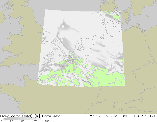 Bewolking (Totaal) Harm .025 wo 22.05.2024 18 UTC