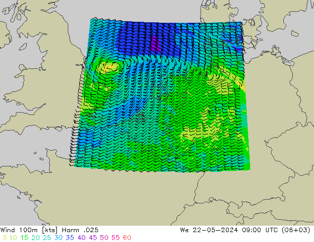 Wind 100m Harm .025 We 22.05.2024 09 UTC