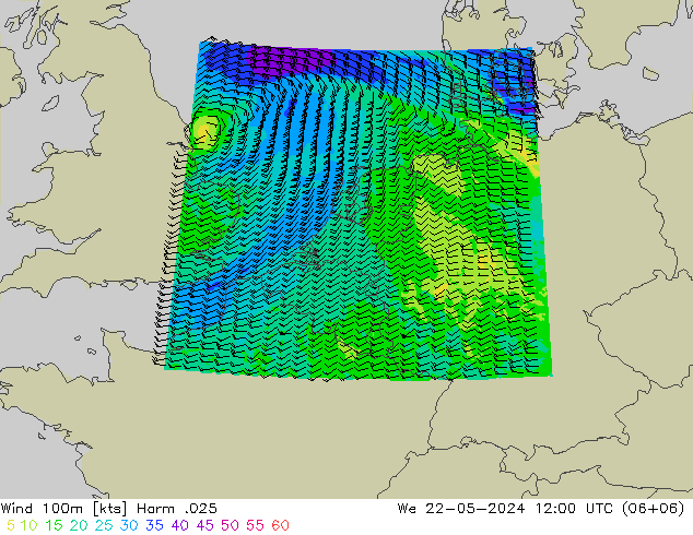 Wind 100m Harm .025 We 22.05.2024 12 UTC