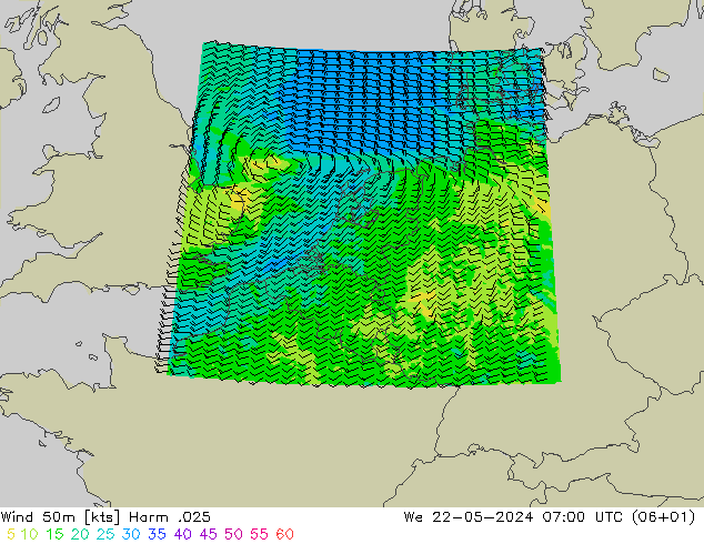 Wind 50m Harm .025 St 22.05.2024 07 UTC