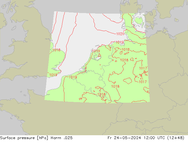 Atmosférický tlak Harm .025 Pá 24.05.2024 12 UTC
