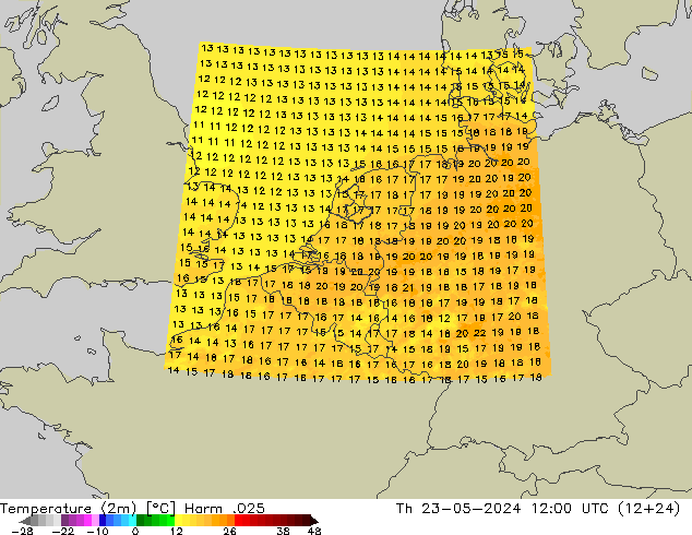 温度图 Harm .025 星期四 23.05.2024 12 UTC