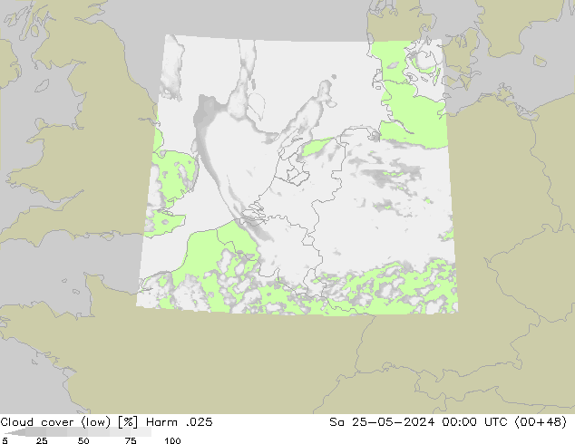 Bewolking (Laag) Harm .025 za 25.05.2024 00 UTC