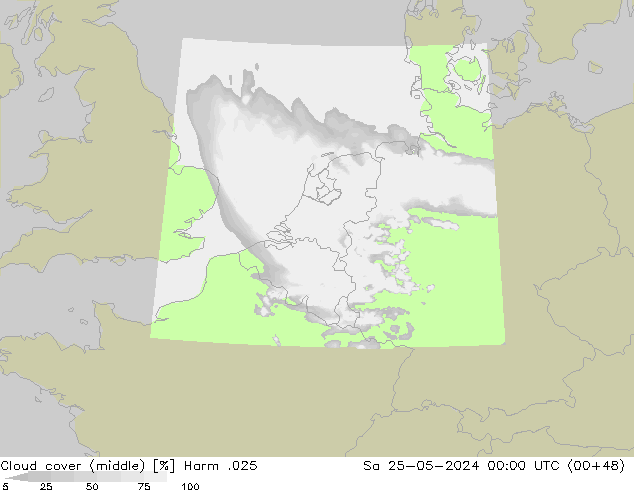 Bewolking (Middelb.) Harm .025 za 25.05.2024 00 UTC