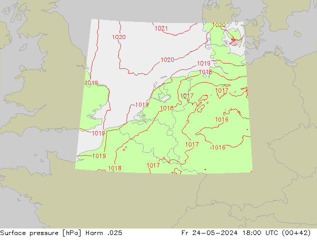 Pressione al suolo Harm .025 ven 24.05.2024 18 UTC