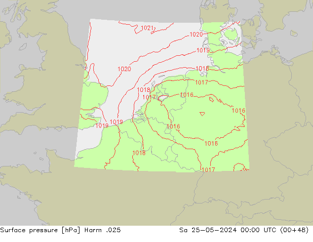 Atmosférický tlak Harm .025 So 25.05.2024 00 UTC