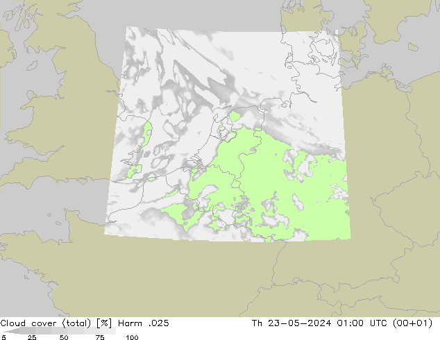 Nubes (total) Harm .025 jue 23.05.2024 01 UTC