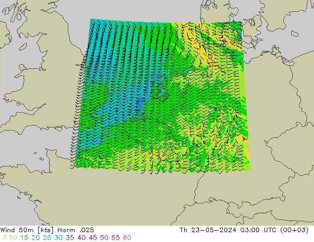 Wind 50m Harm .025 Th 23.05.2024 03 UTC