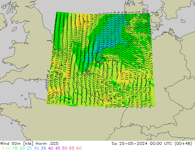 Wind 50 m Harm .025 za 25.05.2024 00 UTC