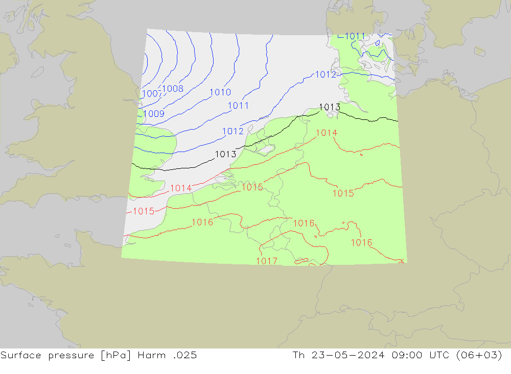 Surface pressure Harm .025 Th 23.05.2024 09 UTC