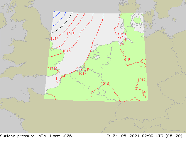 地面气压 Harm .025 星期五 24.05.2024 02 UTC