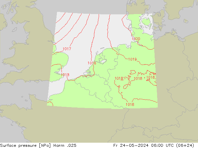 Pressione al suolo Harm .025 ven 24.05.2024 06 UTC