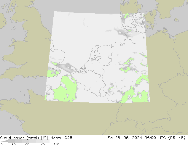 Wolken (gesamt) Harm .025 Sa 25.05.2024 06 UTC