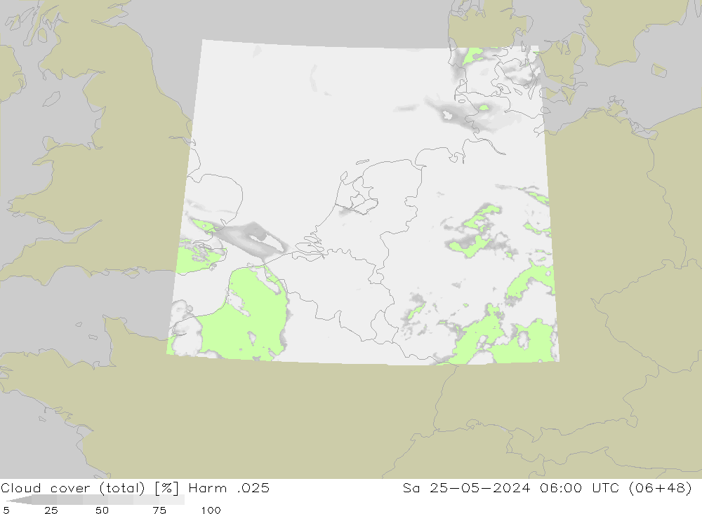 Bewolking (Totaal) Harm .025 za 25.05.2024 06 UTC