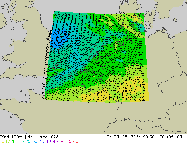 Wind 100m Harm .025 Do 23.05.2024 09 UTC