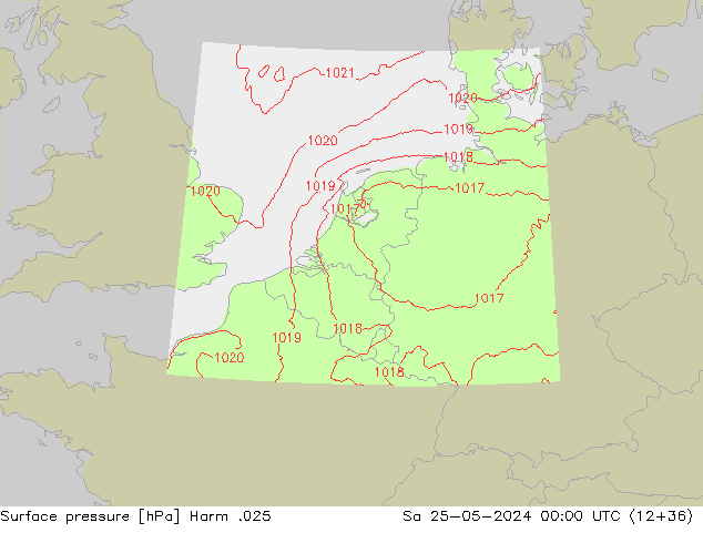 Surface pressure Harm .025 Sa 25.05.2024 00 UTC
