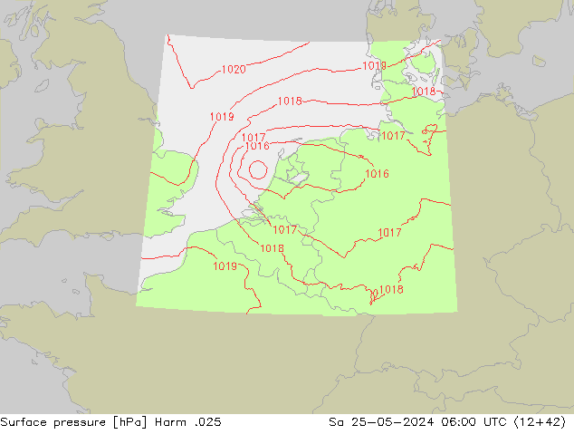 Atmosférický tlak Harm .025 So 25.05.2024 06 UTC