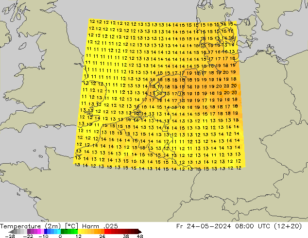 温度图 Harm .025 星期五 24.05.2024 08 UTC