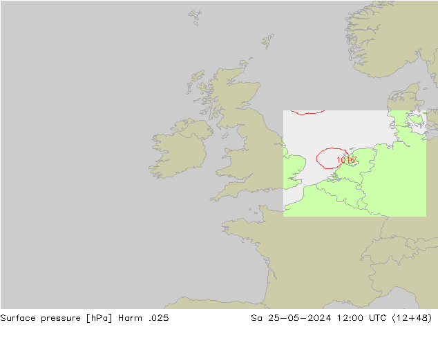 Surface pressure Harm .025 Sa 25.05.2024 12 UTC