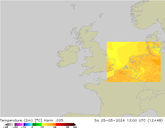 température (2m) Harm .025 sam 25.05.2024 12 UTC