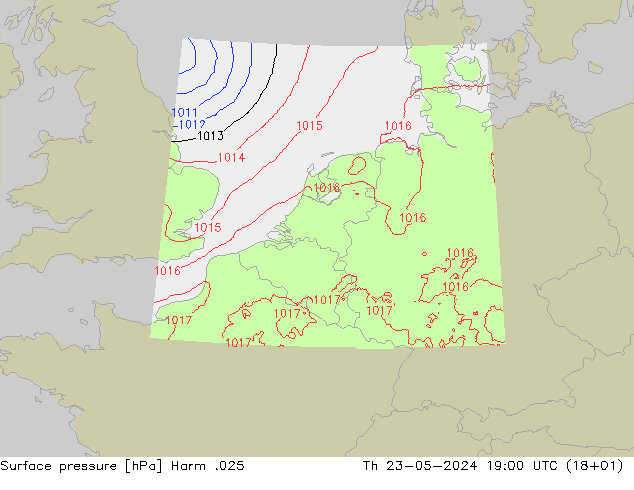 Atmosférický tlak Harm .025 Čt 23.05.2024 19 UTC