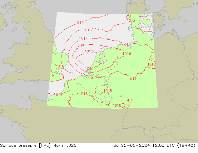 Surface pressure Harm .025 Sa 25.05.2024 12 UTC